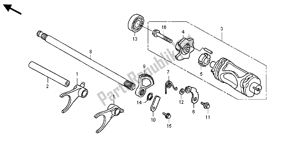 All parts for the Gearshift Fork & Gearshift Drum of the Honda TRX 500 FPA Foreman Rubicon WP 2013