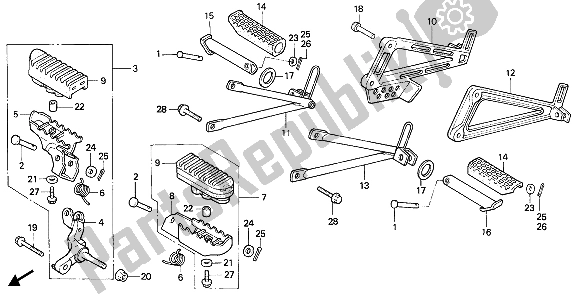 All parts for the Step of the Honda NX 650 1988