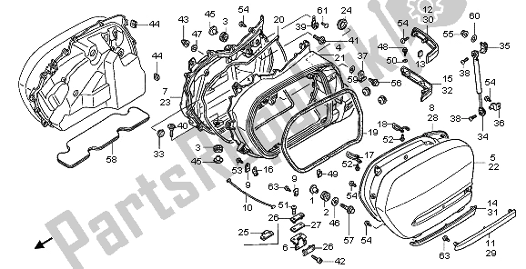 All parts for the Saddlebag of the Honda GL 1800A 2006