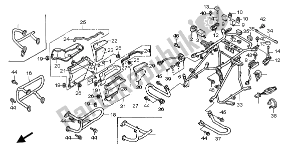 All parts for the Engine Guard of the Honda GL 1500A 1997