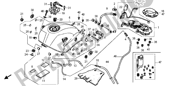 All parts for the Fuel Tank & Fuel Pump of the Honda VFR 800X 2012