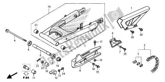 All parts for the Swingarm of the Honda CRF 125 FB LW 2014