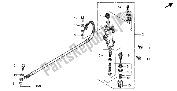 Todas las partes para Cilindro Maestro Del Freno Trasero de Honda CR 125R 2004