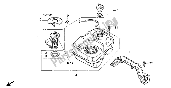 All parts for the Fuel Tank of the Honda SH 150 2007