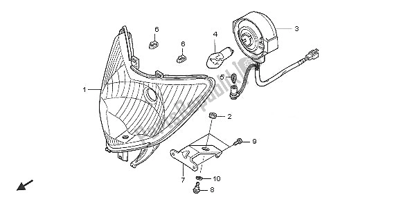 Tutte le parti per il Faro del Honda SCV 100F 2005