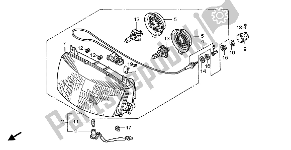 Alle onderdelen voor de Koplamp (uk) van de Honda ST 1100A 1999