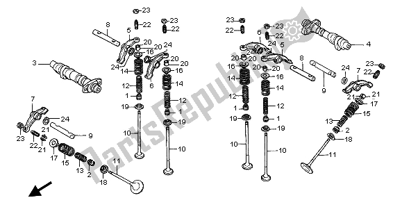 Todas las partes para árbol De Levas Y Válvula de Honda XL 650V Transalp 2003