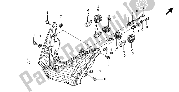 Tutte le parti per il Luce Di Combinazione Posteriore del Honda ST 1300A 2007