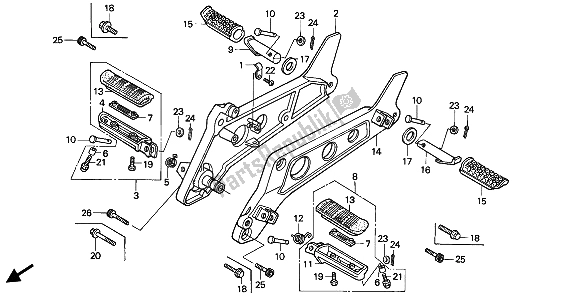 Toutes les pièces pour le étape du Honda NTV 650 1991