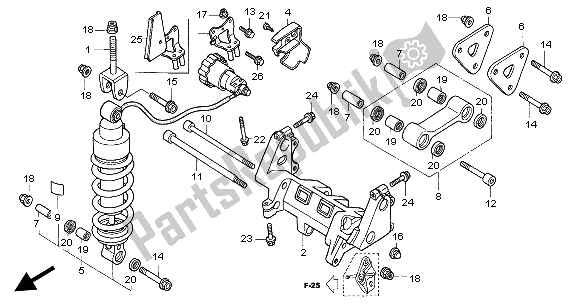 All parts for the Rear Cushion of the Honda VFR 800A 2004