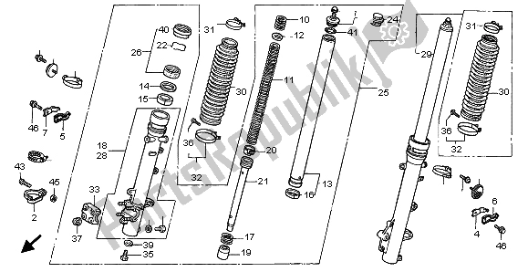 Toutes les pièces pour le Fourche Avant du Honda XRV 750 Africa Twin 1999