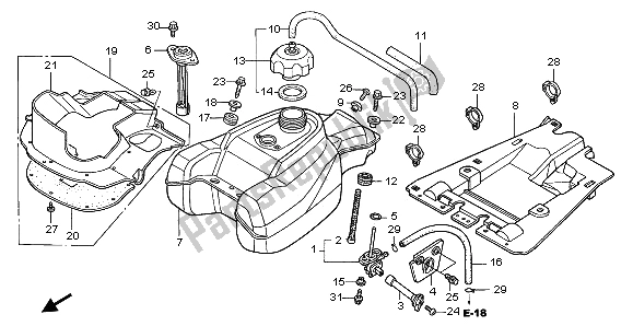 Todas las partes para Depósito De Combustible de Honda TRX 350 FE Fourtrax Rancher 4X4 ES 2002