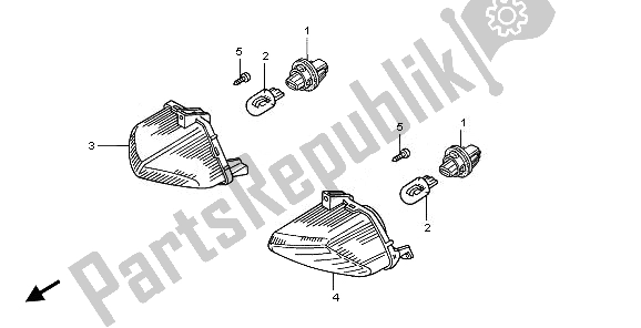 All parts for the Winker of the Honda VFR 800A 2008