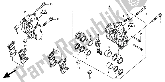 Wszystkie części do Zacisk Hamulca Przedniego Honda CBR 600 RA 2012