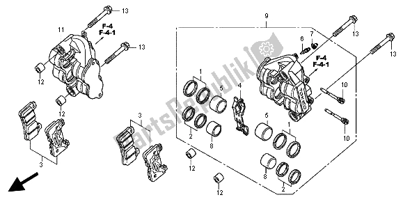 Wszystkie części do Zacisk Hamulca Przedniego Honda CBR 600 RA 2012