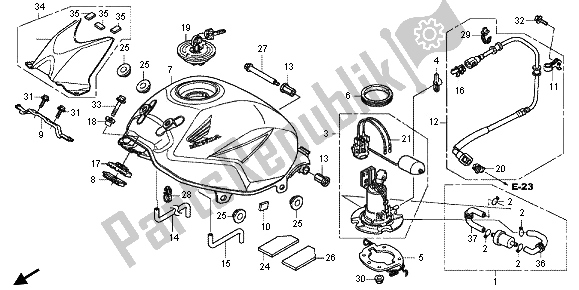 Wszystkie części do Zbiornik Paliwa Honda CBR 125 RS 2013