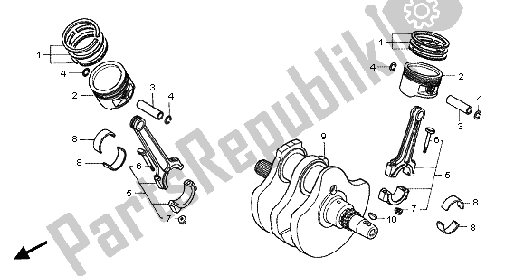 Tutte le parti per il Albero Motore E Pistone del Honda VT 750 DC 2001