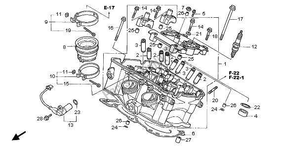 Toutes les pièces pour le Culasse (arrière) du Honda VFR 800A 2003