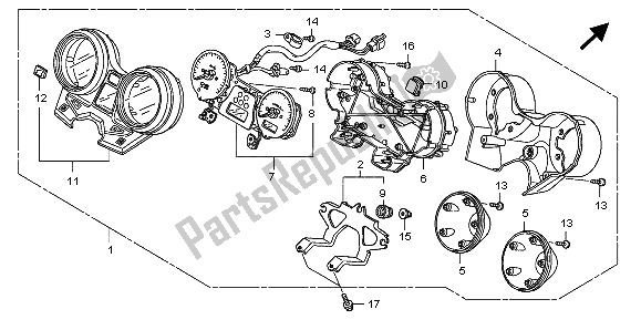 All parts for the Meter (kmh) of the Honda CB 1300A 2007