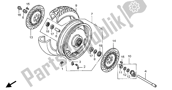 Tutte le parti per il Ruota Anteriore del Honda GL 1500C 2002