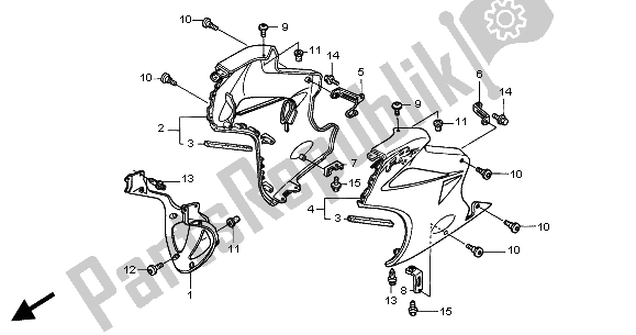 Tutte le parti per il Cappuccio Inferiore del Honda VFR 800 2004