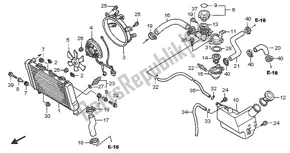 All parts for the Radiator of the Honda NT 650V 2005