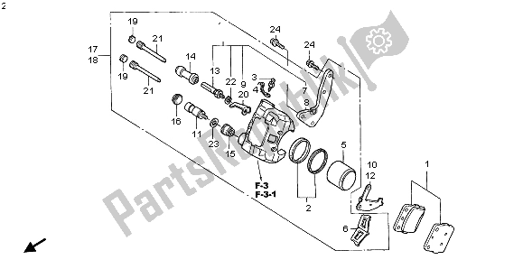 All parts for the Front Caliper of the Honda TRX 400 EX Fourtrax 2000