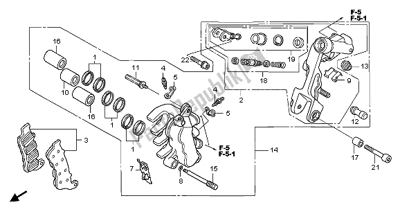 All parts for the L. Front Brake Caliper of the Honda VFR 800A 2009