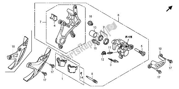 Wszystkie części do Zacisk Hamulca Tylnego Honda CRF 250R 2013