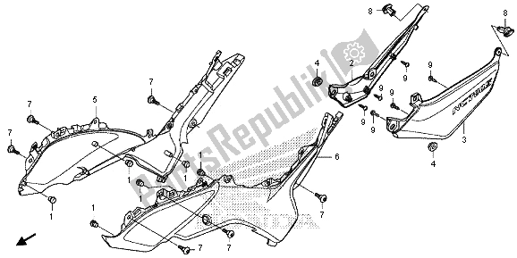 All parts for the Side Cover of the Honda NC 700 SA 2013