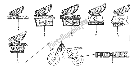 Todas las partes para Marca de Honda CR 125R 1988