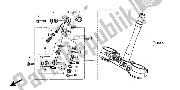 All parts for the Steering Damper of the Honda CRF 450R 2014