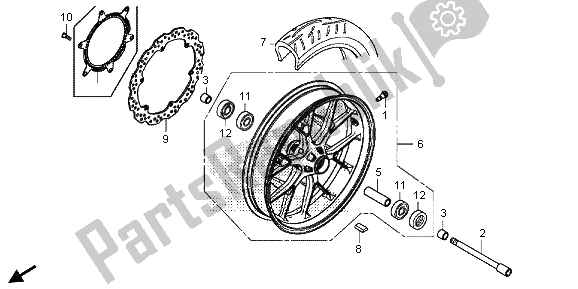 All parts for the Front Wheel of the Honda CBR 500R 2013