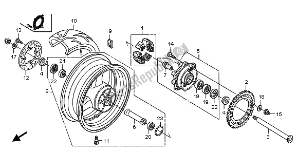 Todas as partes de Roda Traseira do Honda CBR 600 RR 2010