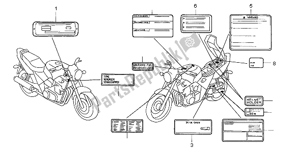 Toutes les pièces pour le étiquette D'avertissement du Honda CB 500 1997