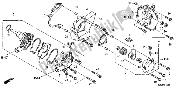 All parts for the Water Pump of the Honda CBF 1000 FA 2012