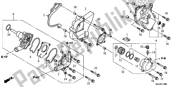 All parts for the Water Pump of the Honda CBF 1000 FA 2012