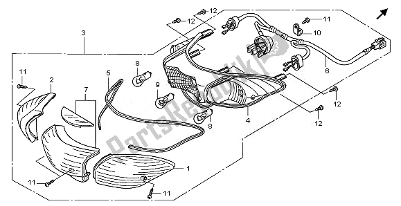 All parts for the Rear Combination Light of the Honda PES 150R 2010