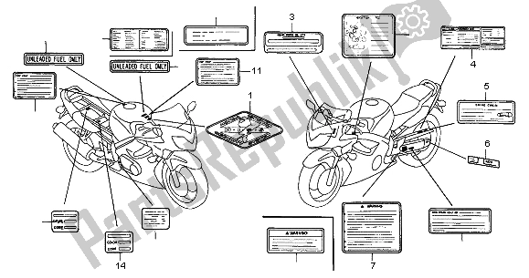 All parts for the Caution Label of the Honda CBR 600F 2002