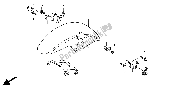All parts for the Front Fender of the Honda CB 500S 1999