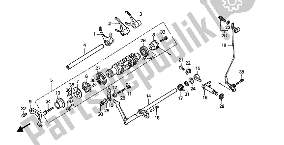 Todas las partes para Cambio De Tambor Y Horquilla De Cambio de Honda GL 1500 1988