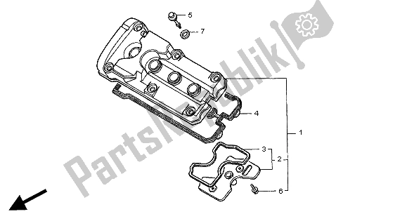 All parts for the Cylinder Head Cover of the Honda CB 600F2 Hornet 2000