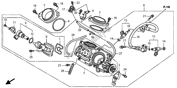 Alle onderdelen voor de Gasklephuis van de Honda XL 700 VA Transalp 2011