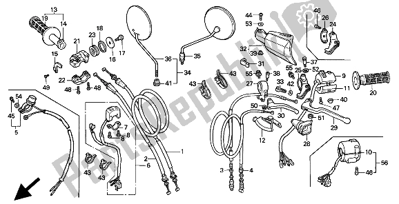 Alle onderdelen voor de Handvat Hendel & Schakelaar & Kabel van de Honda XR 600R 1994