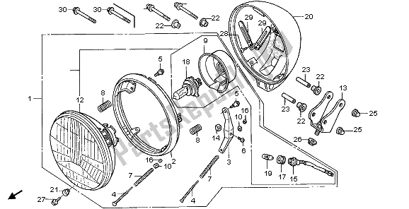 Alle onderdelen voor de Koplamp (uk) van de Honda VT 125C 2006