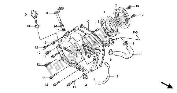 Alle onderdelen voor de Rechter Carterdeksel van de Honda CBR 125 RS 2005