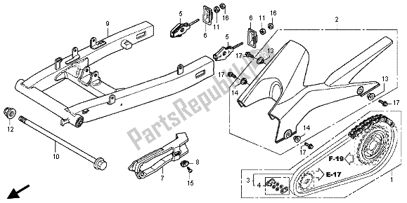 All parts for the Swingarm of the Honda CBR 125R 2012