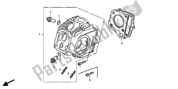 All parts for the Cylinder Head of the Honda CRF 50F 2014
