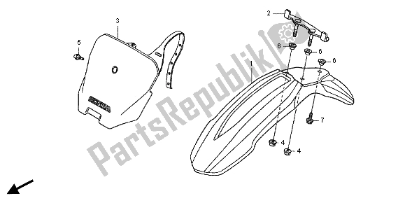 All parts for the Front Fender of the Honda CRF 70F 2012