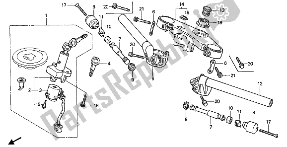 All parts for the Handle Pipe & Top Bridge of the Honda CBR 900 RR 1992